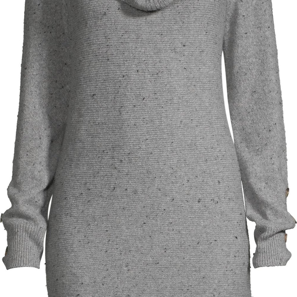 Women's Gray Fleck Cowl Neck Dress L